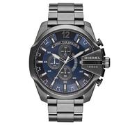 Chronograph DIESEL "MEGA CHIEF", grau (grau, blau), Armbanduhren, Damen, Chronograph, Quarzuhr, Armbanduhr, Herrenuhr, Stoppfunktion, Edelstahlarmband (768778-0) grau, blau