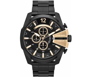 Chronograph DIESEL "MEGA CHIEF", schwarz, Armbanduhren, Herren, Chronograph, Quarzuhr, Armbanduhr, Herrenuhr, Stoppfunktion, Edelstahlarmband (459424-0) schwarz