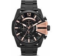 Chronograph DIESEL "MEGA CHIEF", schwarz (schwarz, schwarz), Armbanduhren, Damen, Chronograph, Quarzuhr, Armbanduhr, Herrenuhr, Stoppfunktion, Edelstahlarmband (414293-0) schwarz, schwarz