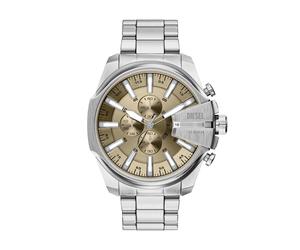 Chronograph DIESEL "MEGA CHIEF SLIM", edelstahlfarben, gelbgoldfarben, Armbanduhren, Herren, Chronograph, Quarzuhr, Armbanduhr, Herrenuhr, Edelstahlarmband, analog, Tag (37289504-0) edelstahlfarben, g