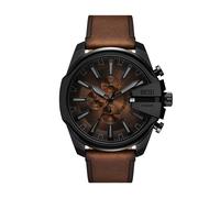 Chronograph DIESEL "Mega Chief Slim", schwarz (dunkelbraun, schwarz), Armbanduhren, Herren, Chronograph, Quarzuhr, Armbanduhr, Herrenuhr, Lederarmband, analog, Tag (46245008-0) dunkelbraun, schwarz