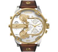 Chronograph DIESEL "MR. DADDY 2.0", braun (braun, weiß), Armbanduhren, Damen, Chronograph, Armbanduhr, Herrenuhr, Lederarmband, analog, Tag, Stoppfunktion (47873663-0) braun, weiß