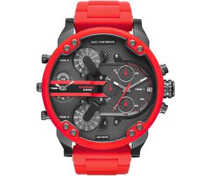Chronograph DIESEL "MR. DADDY 2.0", rot, Armbanduhren, Herren, Chronograph, Quarzuhr, Armbanduhr, Herrenuhr, Stoppfunktion, Edelstahlarmband (65903604-0) rot
