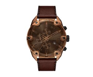 Chronograph DIESEL "SPIKED", braun, dunkelbraun, Armbanduhren, Damen, Chronograph, Quarzuhr, Armbanduhr, Herrenuhr, Lederarmband, analog, Tag (63784024-0) braun, dunkelbraun