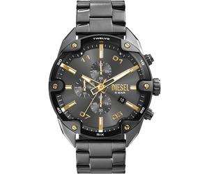 Chronograph DIESEL "SPIKED", schwarz (gunfarben), Armbanduhren, Damen, Chronograph, Quarzuhr, Armbanduhr, Herrenuhr, Stoppfunktion, Edelstahlarmband (81861206-0) gunfarben
