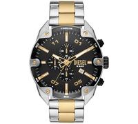 Chronograph DIESEL "SPIKED", schwarz (silberfarben, goldfarben, schwarz), Armbanduhren, Kinder, Chronograph, Quarzuhr, Armbanduhr, Herrenuhr, Stoppfunktion, Edelstahlarmband (21118723-0) silberfarben,