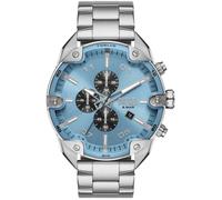 Chronograph DIESEL "SPIKED", silber (silberfarben, hellblau), Armbanduhren, Herren, Chronograph, Quarzuhr, Armbanduhr, Herrenuhr, Stoppfunktion, Edelstahlarmband (52814706-0) silberfarben, hellblau
