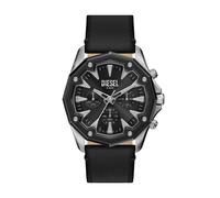 Chronograph DIESEL "STINGER", schwarz (schwarz, silberfarben), Armbanduhren, Herren, Chronograph, Quarzuhr, Armbanduhr, Herrenuhr, Lederarmband, analog, Stoppfunktion (91106457-0) schwarz, silberfarbe