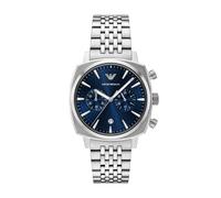 Chronograph EMPORIO ARMANI, blau (edelstahlfarben, dunkeblau), Armbanduhren, Herren, Chronograph, Quarzuhr, Armbanduhr, Herrenuhr, Edelstahlarmband, analog, Tag (75075927-0) edelstahlfarben, dunkeblau