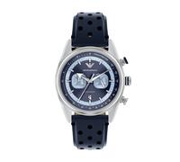 Chronograph EMPORIO ARMANI, blau, silberfarben, Armbanduhren, Herren, Chronograph, Quarzuhr, Armbanduhr, Herrenuhr, Lederarmband, analog, Tag (27535165-0) blau, silberfarben