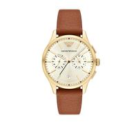 Chronograph EMPORIO ARMANI, cognac, goldfarben, Armbanduhren, Herren, Chronograph, Quarzuhr, Armbanduhr, Herrenuhr, Lederarmband, analog, Tag (56704066-0) cognac, goldfarben