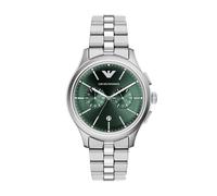 Chronograph EMPORIO ARMANI, edelstahlfarben, grün, Armbanduhren, Herren, Chronograph, Quarzuhr, Armbanduhr, Herrenuhr, Edelstahlarmband, analog, Tag (51576305-0) edelstahlfarben, grün