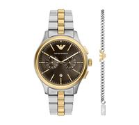 Chronograph EMPORIO ARMANI, gelbgoldfarben, edelstahlfarben, braun, Armbanduhren, Herren, Chronograph, Quarzuhr, Armbanduhr, Herrenuhr, Edelstahlarmband (25881655-0) gelbgoldfarben, edelstahlfarben, b