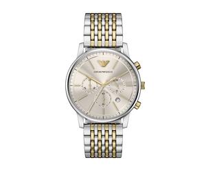 Chronograph EMPORIO ARMANI, gelbgoldfarben, edelstahlfarben, grau, Armbanduhren, Herren, Chronograph, Quarzuhr, Armbanduhr, Herrenuhr, Edelstahlarmband, analog, Tag (50566804-0) gelbgoldfarben, edelst
