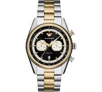 Chronograph EMPORIO ARMANI, gold (edelstahlfarben, gelbgoldfarben), Armbanduhren, Herren, Chronograph, Quarzuhr, Armbanduhr, Herrenuhr, Edelstahlarmband, analog, Tag (53528233-0) edelstahlfarben, gelb