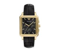 Chronograph EMPORIO ARMANI, gold (schwarz), Armbanduhren, Herren, Chronograph, Quarzuhr, Armbanduhr, Herrenuhr, Lederarmband, analog (96949348-0) schwarz