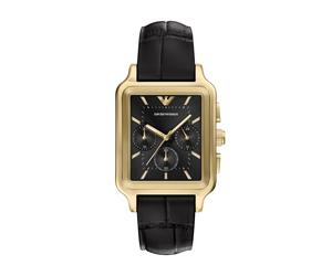 Chronograph EMPORIO ARMANI, gold (schwarz), Armbanduhren, Herren, Chronograph, Quarzuhr, Armbanduhr, Herrenuhr, Lederarmband, analog (96949348-0) schwarz