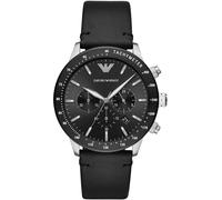 Chronograph EMPORIO ARMANI, schwarz, Armbanduhren, Herren, Chronograph, Quarzuhr, Armbanduhr, Herren, Stoppfunktion, Datum, Lederarmband (41794832-0) schwarz