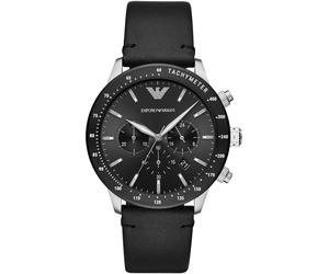 Chronograph EMPORIO ARMANI, schwarz, Armbanduhren, Herren, Chronograph, Quarzuhr, Armbanduhr, Herren, Stoppfunktion, Datum, Lederarmband (41794832-0) schwarz
