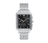 Chronograph EMPORIO ARMANI, silber (edelstahlfarben, schwarz), Armbanduhren, Herren, Chronograph, Quarzuhr, Armbanduhr, Herrenuhr, Edelstahlarmband, analog (20611547-0) edelstahlfarben, schwarz