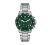 Chronograph EMPORIO ARMANI "WORLD EXPLORER", grün (edelstahlfarben, grün), Armbanduhren, Herren, Chronograph, Armbanduhr, Solar, Herrenuhr, Edelstahlarmband, analog, Tag (20289335-0) edelstahlfarben,