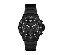 Chronograph EMPORIO ARMANI "WORLD EXPLORER", schwarz, schwarz, Armbanduhren, Damen, Chronograph, Armbanduhr, Solar, Herrenuhr, Edelstahlarmband, analog, Tag (48700726-0) schwarz, schwarz