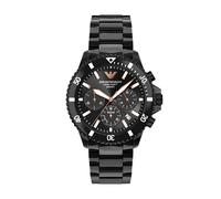 Chronograph EMPORIO ARMANI "WORLD EXPLORER", schwarz (schwarz, schwarz, schwarz), Armbanduhren, Herren, Chronograph, Armbanduhr, Solar, Keramik, analog, Tag, Stoppfunktion (19071915-0) schwarz, schwar