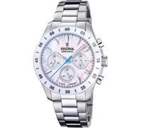 Chronograph FESTINA "Ceramic", silber (silberfarben, perlmuttfarben), Armbanduhren, Damen, Chronograph, Quarzuhr, Armbanduhr, Damen, Herren, Edelstahlarmband, Keramiklünette (43138545-0) silberfarben,