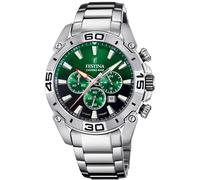 Chronograph FESTINA "Chrono Bike 2021", silber (silberfarben, grün, schwarz), Armbanduhren, Herren, Chronograph, Armbanduhr, Quarzuhr, Herrenuhr, Stoppfunktion, Edelstahlarmband (67918220-0) silberfar