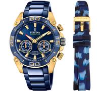 Chronograph FESTINA "Chrono Bike 2021 - Special Edition Connected", blau (dunkelblau, goldfarben), Armbanduhren, Herren, Chronograph, Armbanduhr, Quarzuhr, Herrenuhr, Stoppfunktion, ideal als Geschenk