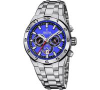 Chronograph FESTINA "Chrono Bike 2024", silber (silberfarben, blau), Armbanduhren, Herren, Chronograph, Armbanduhr, Quarzuhr, Herrenuhr, Stoppfunktion, Edelstahlarmband (91666615-0)