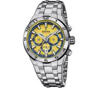 Chronograph FESTINA "Chrono Bike 2024", silber (silberfarben, gelb), Armbanduhren, Herren, Chronograph, Armbanduhr, Quarzuhr, Herrenuhr, Stoppfunktion, Edelstahlarmband (77732160-0) silberfarben, gelb
