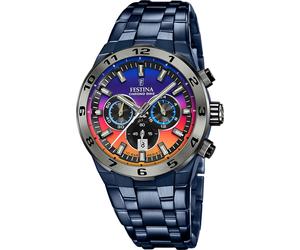 Chronograph FESTINA "Chrono Bike 2024 - Special Edition", blau, Armbanduhren, Herren, Chronograph, Quarzuhr, Armbanduhr, Herrenuhr, Edelstahlarmband (52873942-0) blau