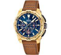 Chronograph FESTINA "Chrono Bike 2025", braun, dunkelblau, Armbanduhren, Damen, Chronograph, Quarzuhr, Armbanduhr, Herrenuhr, Lederarmband, analog, Tag (38847768-0) braun, dunkelblau