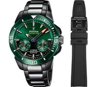 Chronograph FESTINA "Chrono Bike Connected - Special Edition", schwarz (schwarz, dunkelgrün, schwarz), Armbanduhren, Herren, Chronograph, Armbanduhr, Quarzuhr, Herrenuhr, Stoppfunktion, Saphirglas (51