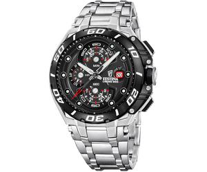 Chronograph FESTINA "Chrono Bike", silberfarben, schwarz, Armbanduhren, Herren, Chronograph, Quarzuhr, Armbanduhr, Herrenuhr, Edelstahlarmband, analog, Tag (52910668-0) silberfarben, schwarz