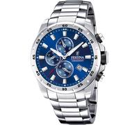 Chronograph FESTINA "Chronograph Sport", silber (silberfarben, blau), Armbanduhren, Herren, Chronograph, Armbanduhr, Quarzuhr, Herrenuhr, Stoppfunktion, Edelstahlarmband (89682034-0) silberfarben, bla