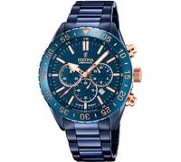 Chronograph FESTINA "Keramik Kollektion", blau (metallicblau), Armbanduhren, Herren, Chronograph, Armbanduhr, Quarzuhr, Herrenuhr, Stoppfunktion, Edelstahlarmband (78967329-0) metallicblau