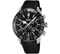 Chronograph FESTINA "Keramik Kollektion", schwarz (schwarz, silberfarben), Armbanduhren, Herren, Chronograph, Armbanduhr, Quarz, Herren, Keramiklünette, Saphirglas, Stoppfunktion (27105123-0)