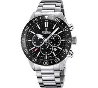 Chronograph FESTINA "Keramik Kollektion", silber (silberfarben, schwarz), Armbanduhren, Herren, Chronograph, Armbanduhr, Quarzuhr, Herrenuhr, Stoppfunktion, Edelstahlarmband (50575005-0) silberfarben,