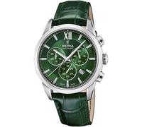 Chronograph FESTINA "Swiss Made Collection", grün, Armbanduhren, Herren, Chronograph, Quarzuhr, Herrenuhr, Datum, Lederarmband, Saphirglas, Swiss Made (23882141-0)