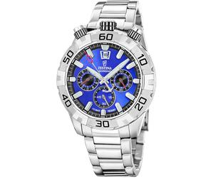 Chronograph FESTINA "The Originals/Diver", silberfarben, blau, Armbanduhren, Herren, Chronograph, Quarzuhr, Armbanduhr, Herrenuhr, Edelstahlarmband, analog, Tag (37642730-0)