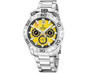 Chronograph FESTINA "The Originals/Diver", silberfarben, gelb, Armbanduhren, Herren, Chronograph, Quarzuhr, Armbanduhr, Herrenuhr, Edelstahlarmband, analog, Tag (21606135-0) silberfarben, gelb