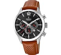 Chronograph FESTINA "Timeless Chronograph", braun (cognacfarben, schwarz), Armbanduhren, Kinder, Chronograph, Armbanduhr, Quarzuhr, Herrenuhr, Stoppfunktion, Lederarmband (68520524-0) cognacfarben, sc