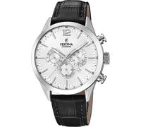 Chronograph FESTINA "Timeless Chronograph", schwarz (schwarz, silberfarben), Armbanduhren, Herren, Chronograph, Armbanduhr, Quarzuhr, Herrenuhr, Stoppfunktion, Lederarmband (20314847-0) schwarz, silbe