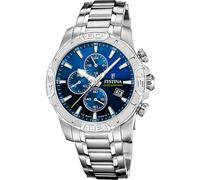Chronograph FESTINA "Timeless Chronograph", silber (silberfarben, blau, dunkelblau), Armbanduhren, Herren, Chronograph, Quarzuhr, Armbanduhr, Herrenuhr, Edelstahlarmband, analog, Tag (77208000-0) silb