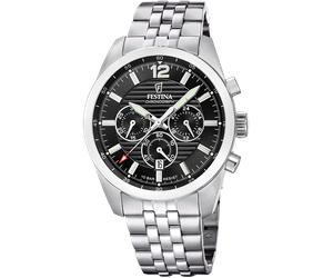Chronograph FESTINA "Timeless Chronograph", silber (silberfarben, schwarz), Armbanduhren, Herren, Chronograph, Quarzuhr, Armbanduhr, Herrenuhr, Edelstahlarmband, analog, Tag (67658031-0) silberfarben,