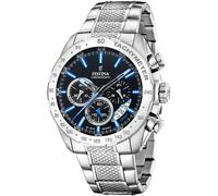 Festina Herren Uhr Analog aus Edelstahl 316L Silber - Quarzwerk - Chronograph - Kalender - Widerstandsfähiges Mineralglas - Wasserdicht bis 10 ATM F20668/6 Timeless Chronograph