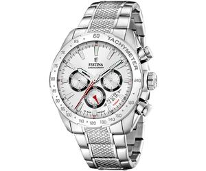 Chronograph FESTINA "Timeless Chronograph", silber (silberfarben, silberfarben, schwarz), Armbanduhren, Herren, Chronograph, Armbanduhr, Quarzuhr, Herrenuhr, Stoppfunktion, Edelstahlarmband (98499238-