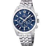 Chronograph FESTINA "Timeless Chronograph", silberfarben, blau, Armbanduhren, Herren, Chronograph, Quarzuhr, Armbanduhr, Herrenuhr, Edelstahlarmband, analog, Tag (45781824-0) silberfarben, blau